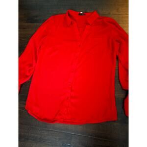 The Limited Red Button-Down Blouse Size SMALL